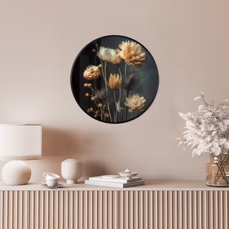 Boeket - Bloemen - Licht - Zwart Fotolijst rond zonder passe partout klein -sfeer3
