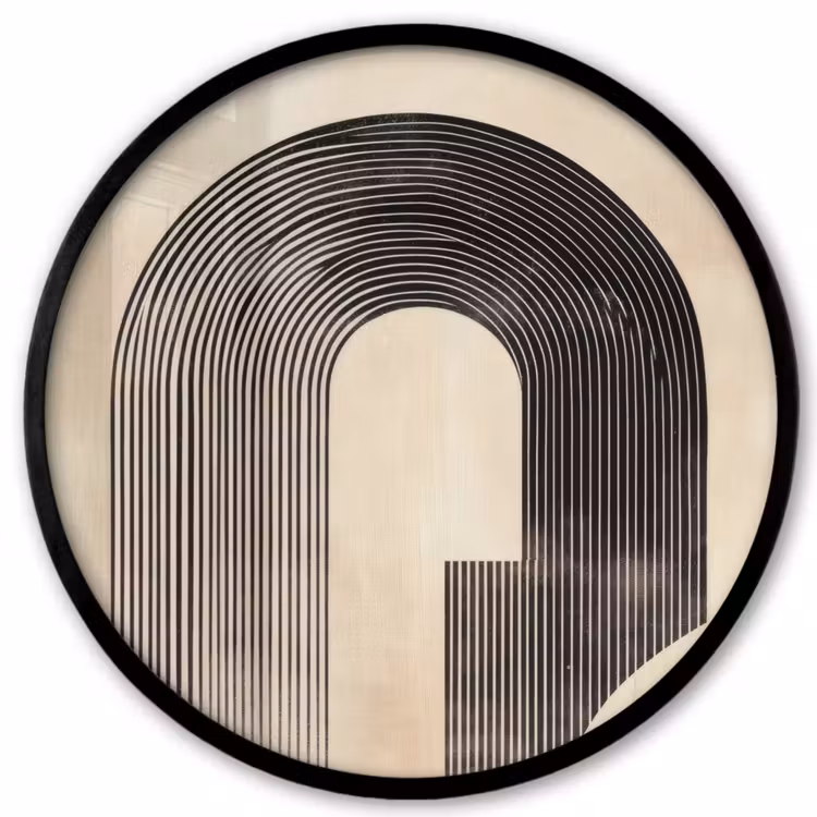 Boog - Strepen - Minimalistisch - Zwart Fotolijst rond zonder passe partout klein -3d