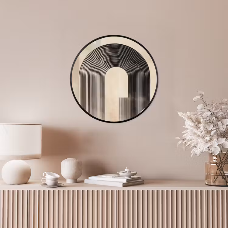 Boog - Strepen - Minimalistisch - Zwart Fotolijst rond zonder passe partout klein -sfeer3