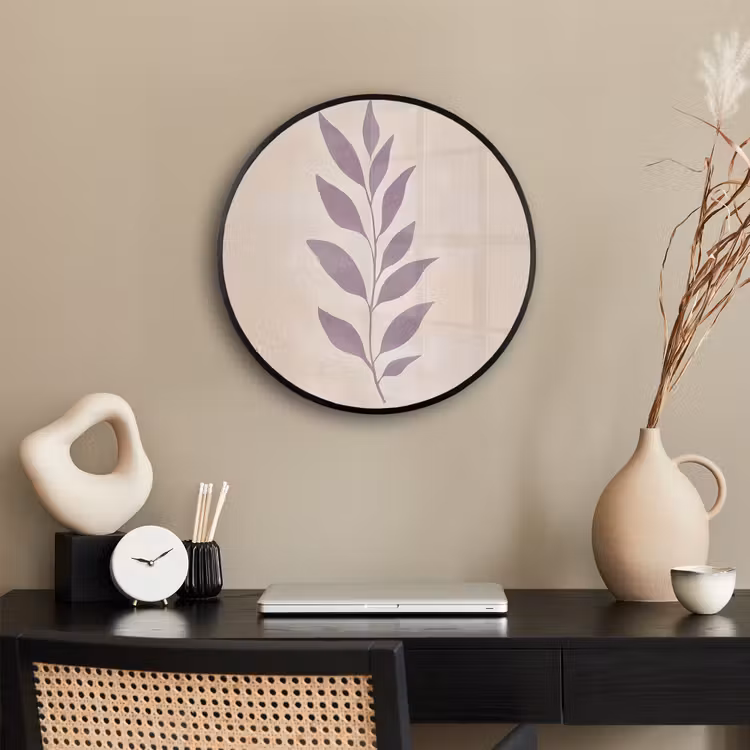 Tak - Bladeren - Minimalistisch - Beige Fotolijst rond zonder passe partout klein -sfeer1