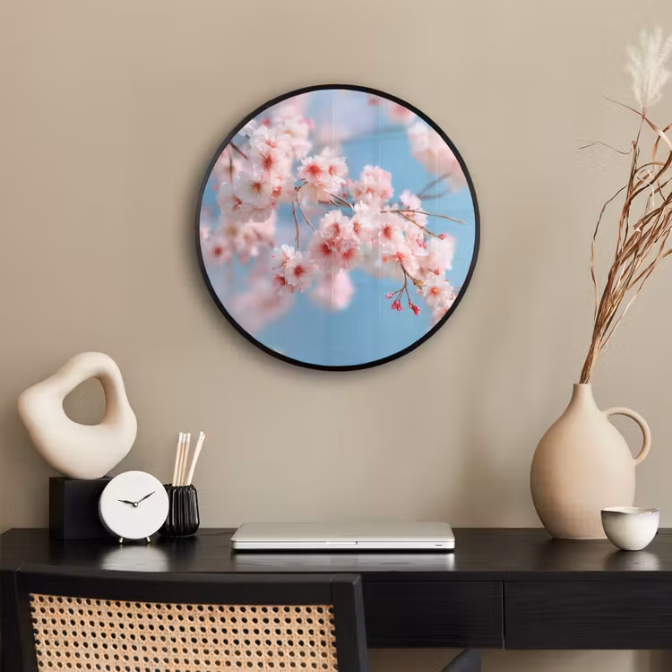 Takken - Bloesems - Roze Fotolijst rond zonder passe partout klein -sfeer1