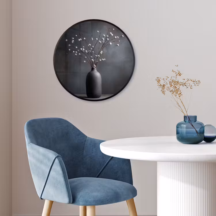 Takken - Vaas - Bolletjes - Wit Fotolijst rond zonder passe partout klein -sfeer2