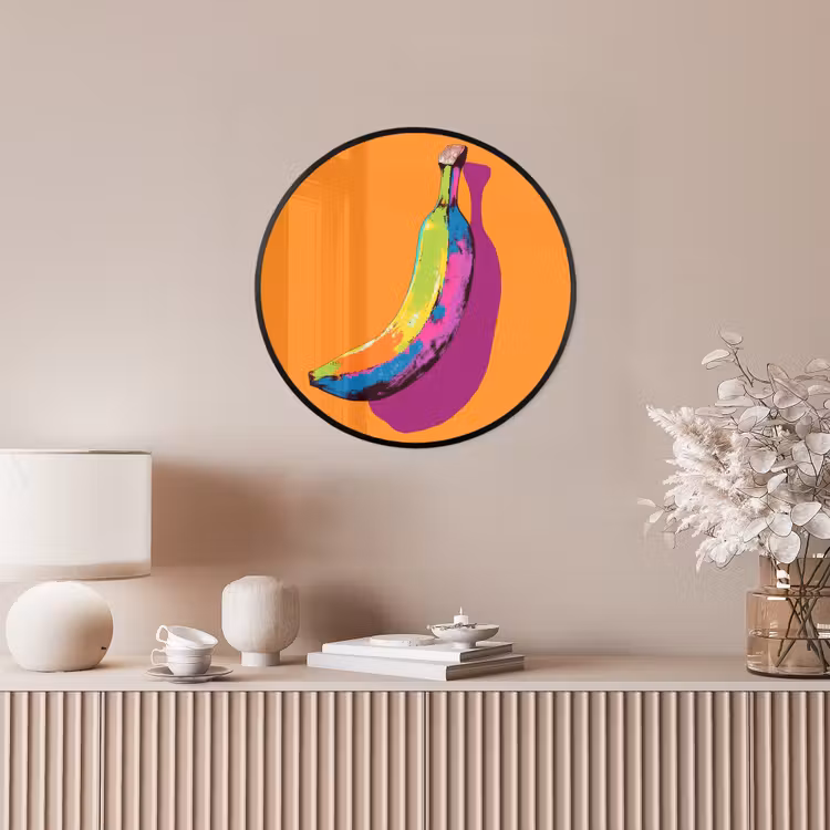 Felle kleuren - Banaan - popart Fotolijst rond zonder passe partout klein -sfeer3