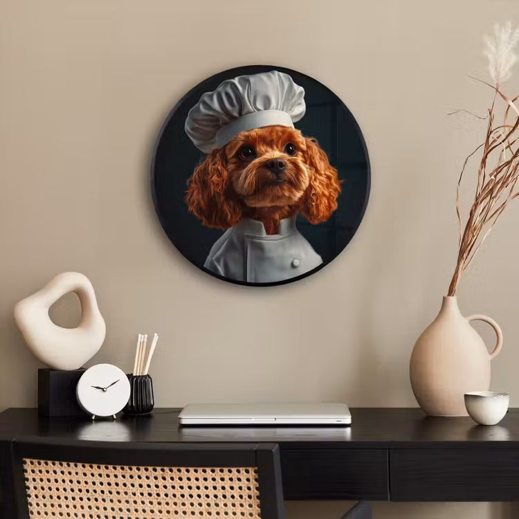 Bruin - Kok - Hondje Fotolijst rond zonder passe partout klein -sfeer1