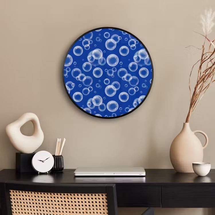 Bubbels - Patroon - Blauw Fotolijst rond zonder passe partout klein -sfeer1