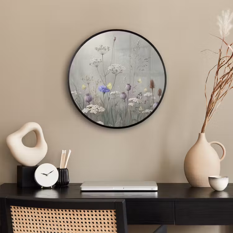 Vlinders - Wildbloemen - Illustratie - Kleurrijk Fotolijst rond zonder passe partout klein -sfeer1