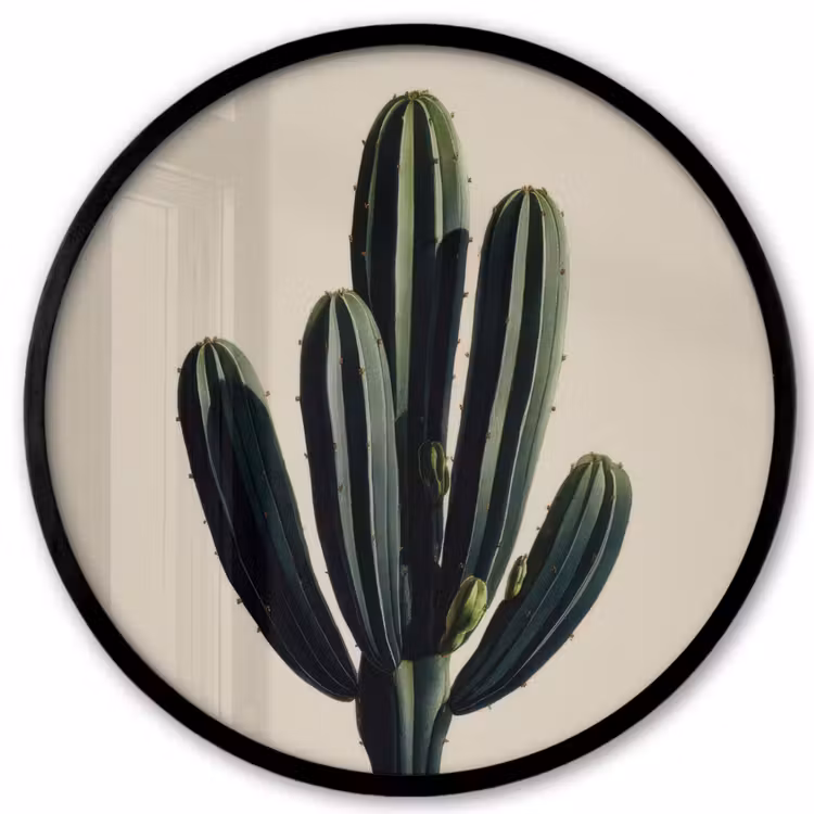 Cactus - Subtiel - Groen Fotolijst rond zonder passe partout klein -3d