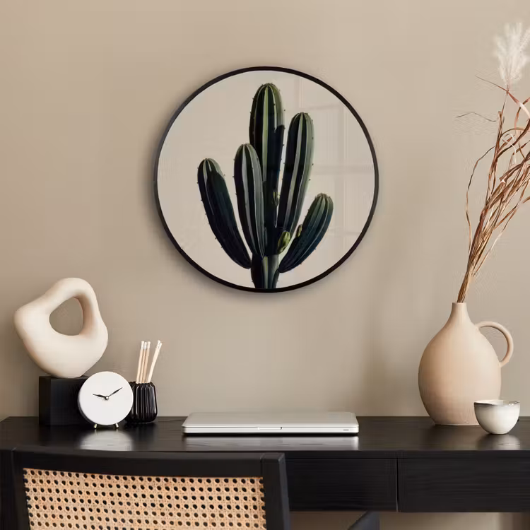 Cactus - Subtiel - Groen Fotolijst rond zonder passe partout klein -sfeer1