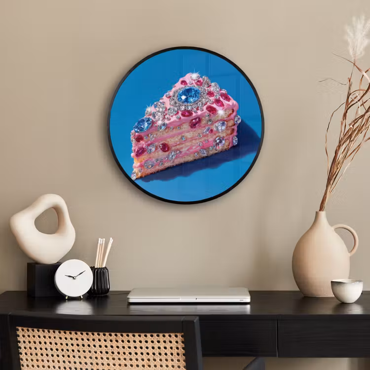 Taart - Edelstenen - Glitters - Roze Fotolijst rond zonder passe partout klein -sfeer1