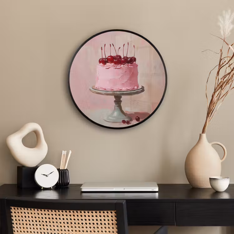 Taart - Pink - Cherry Fotolijst rond zonder passe partout klein -sfeer1