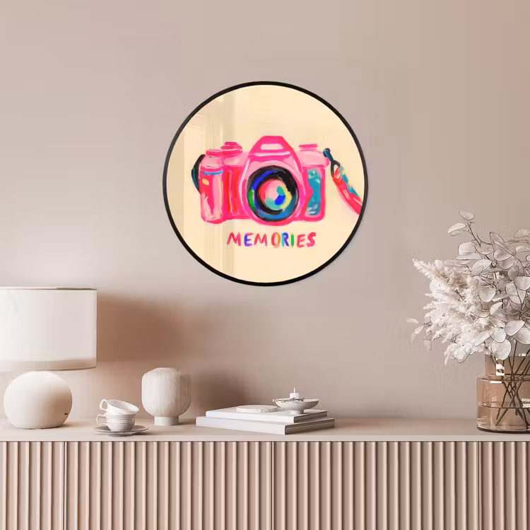 Camera - Memories - Roze - Geschilderd Fotolijst rond zonder passe partout klein -sfeer3