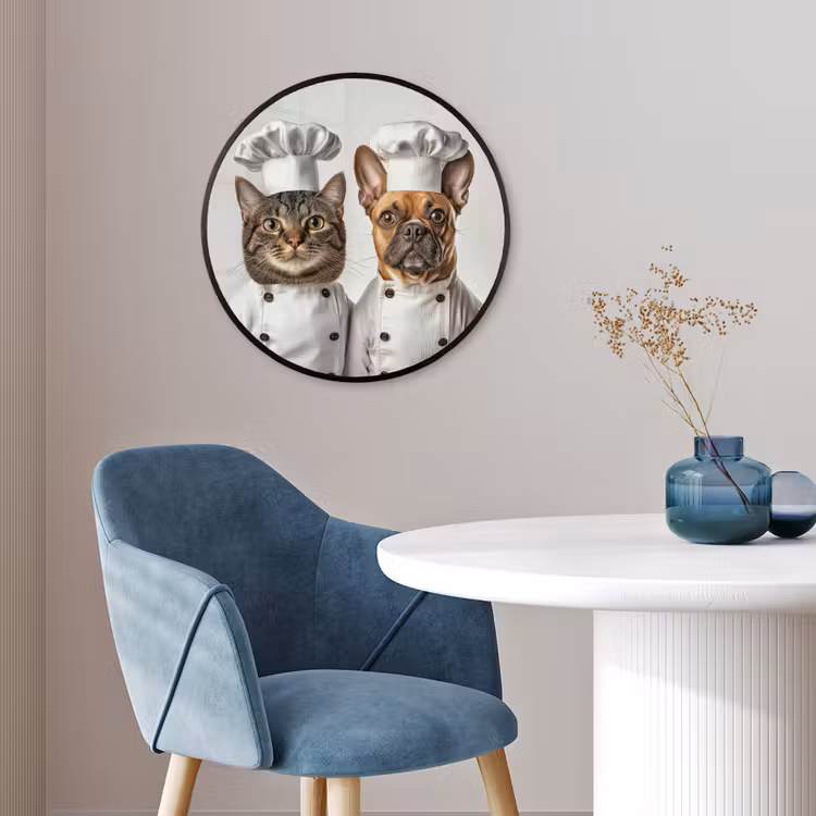 Kat - Hond - Kokskleding Fotolijst rond zonder passe partout klein -sfeer2