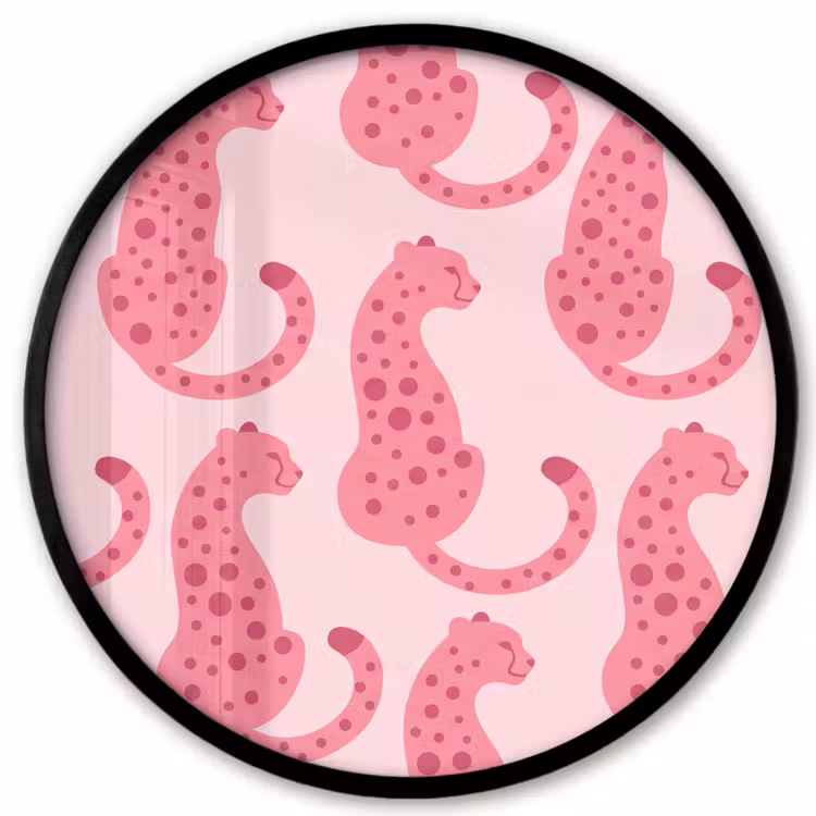 Kat - Gevlekt - Dieren - Patroon - Roze Fotolijst rond zonder passe partout klein -3d