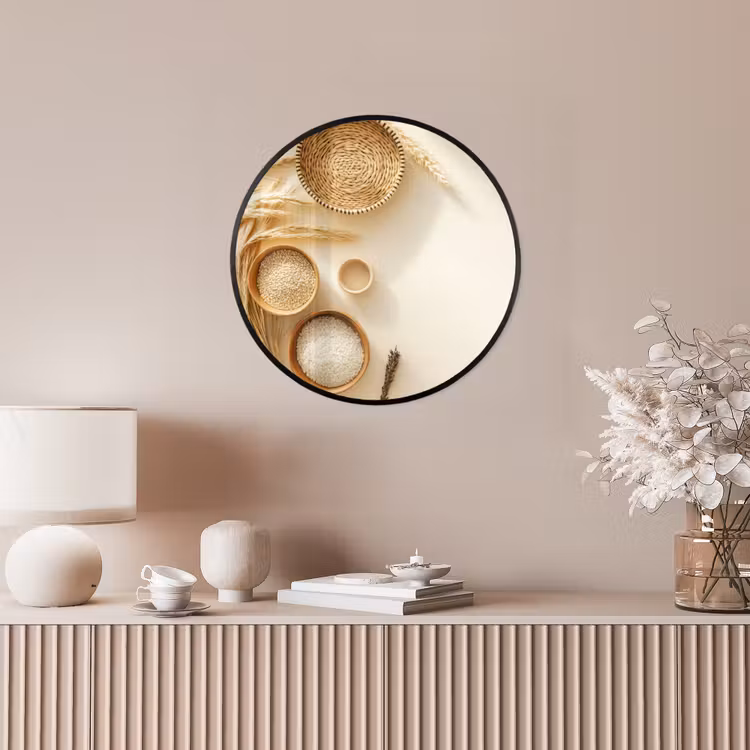 Granen - Hout - Kom - Beige Fotolijst rond zonder passe partout klein -sfeer3