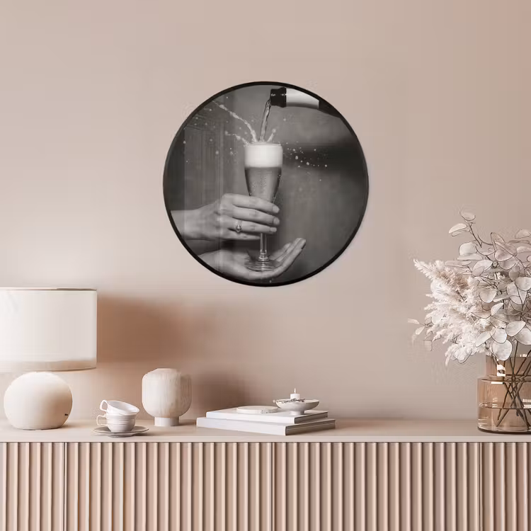 Champagnefles - Glas - Minimalistisch - Spetters Fotolijst rond zonder passe partout klein -sfeer3