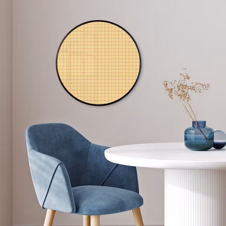 Ruitjes - Grid - Minimalistisch - Geel - Roze Fotolijst rond zonder passe partout klein 856 -sfeer2