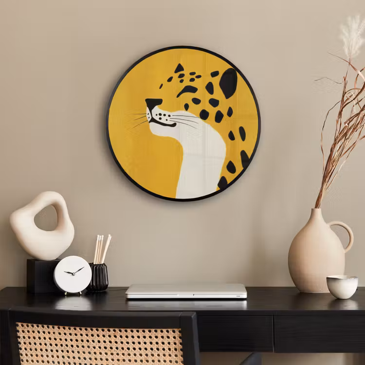 Cheetah - Illustratie - Geel Fotolijst rond zonder passe partout klein -sfeer1