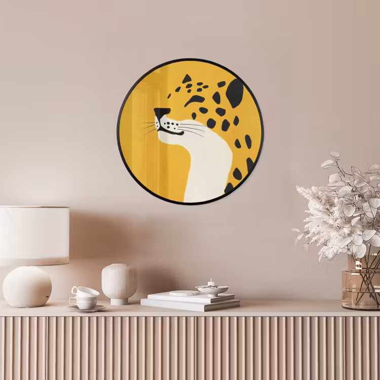 Cheetah - Illustratie - Geel Fotolijst rond zonder passe partout klein -sfeer3