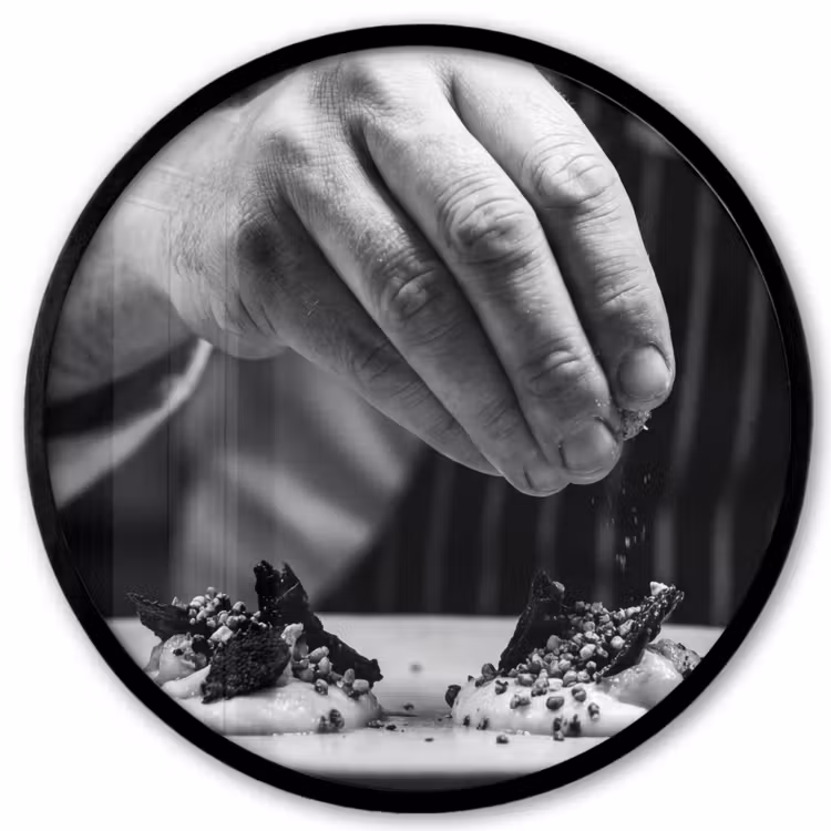 Chef - Garnering - Gerecht Fotolijst rond zonder passe partout klein -3d