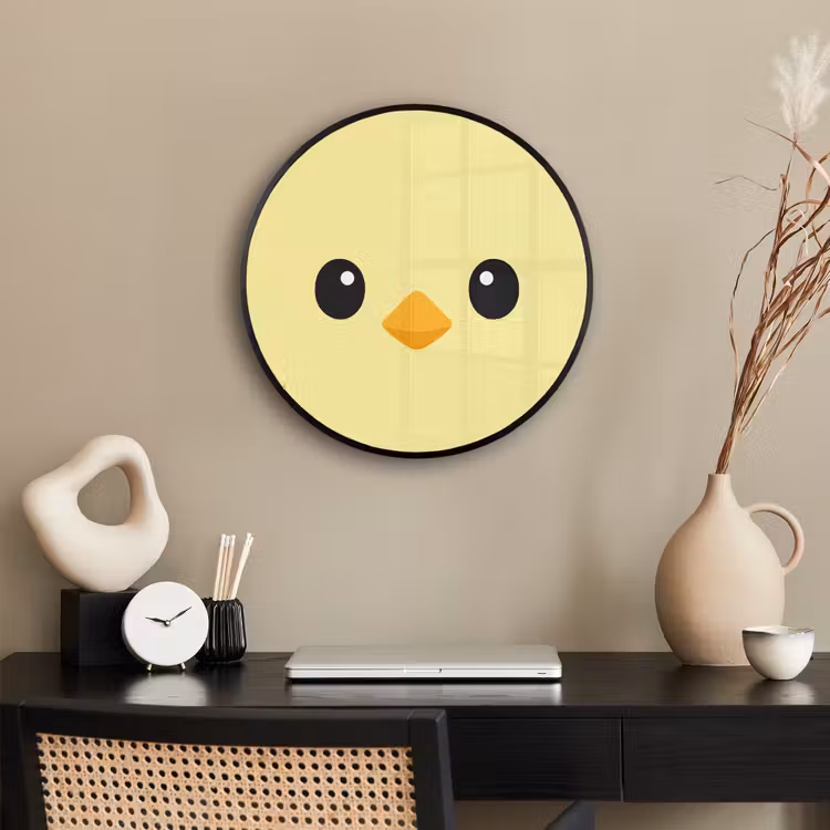Kuiken - Vrolijk - Geel - Minimalistisch Fotolijst rond zonder passe partout klein -sfeer1