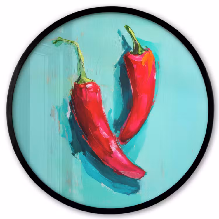 Chilipepers - Geverfd - Rood Fotolijst rond zonder passe partout klein -3d