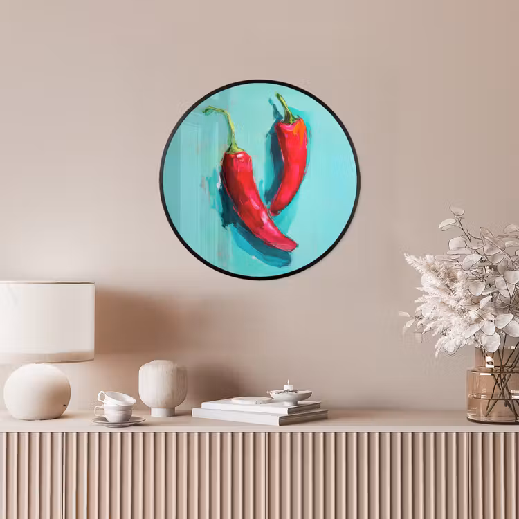 Chilipepers - Geverfd - Rood Fotolijst rond zonder passe partout klein -sfeer3