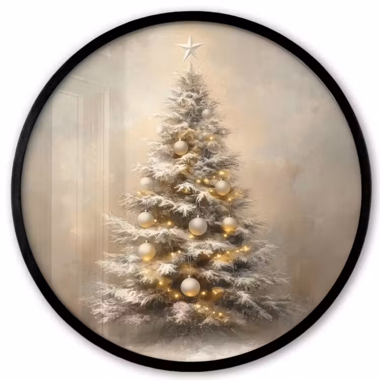 Kerst - kerstboom - Sneeuw - Art Fotolijst rond zonder passe partout klein -3d
