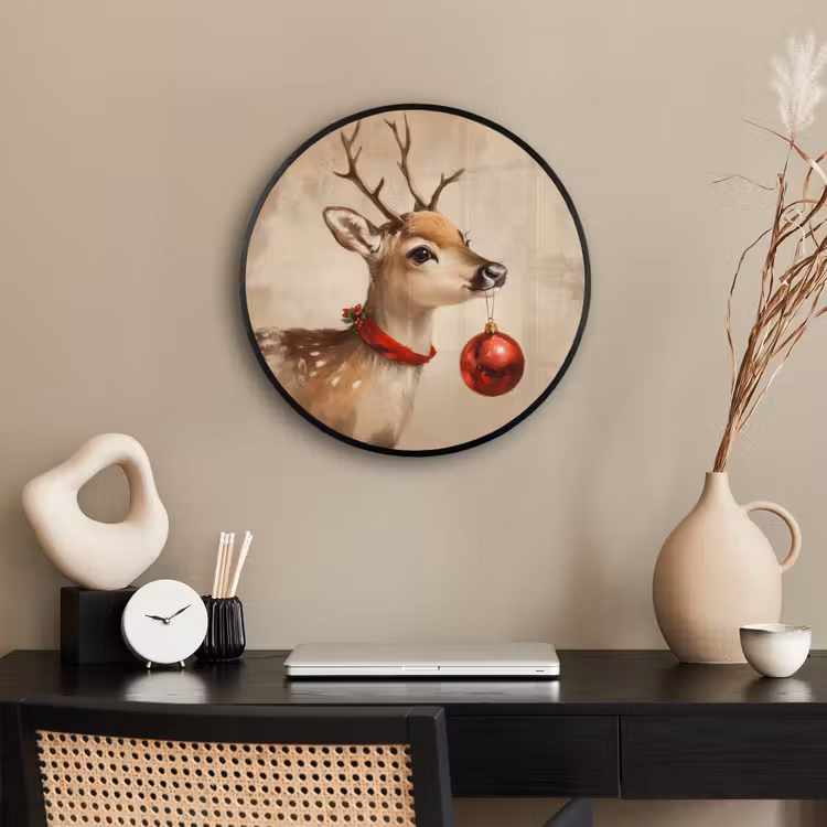 Kerst - Hert - Gewei - Kerstbal - Rendier Fotolijst rond zonder passe partout klein -sfeer1