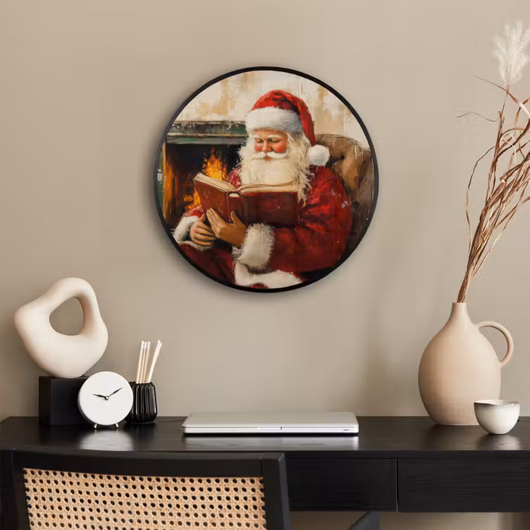 Kerst - Kerstman - Winter - Open Haard Fotolijst rond zonder passe partout klein -sfeer1