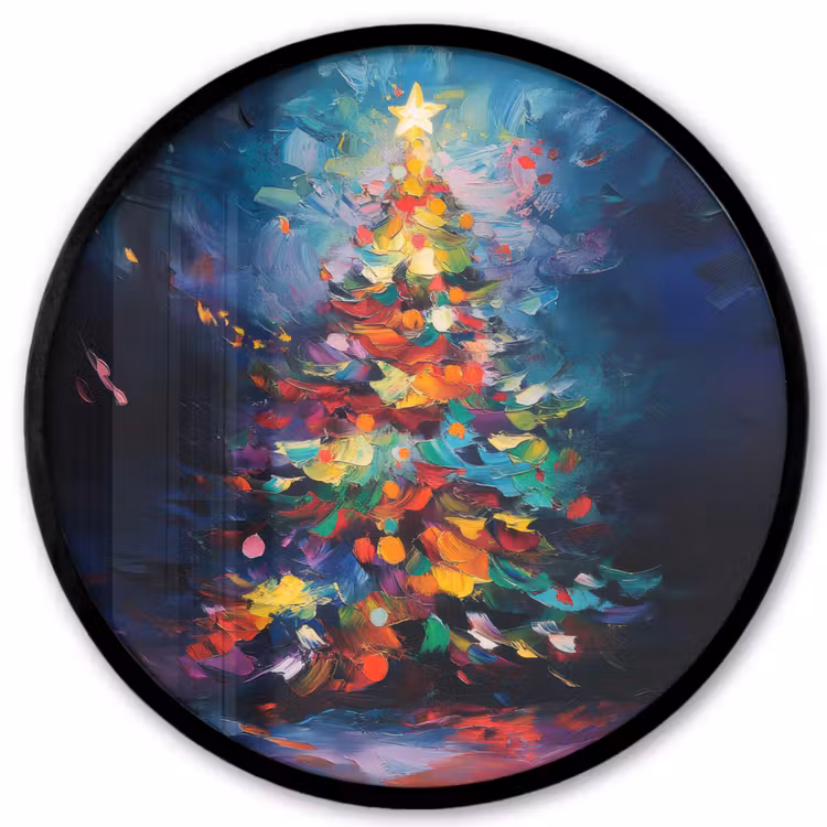 Kerstboom - Kerst - Abstract - Kleurrijk Fotolijst rond zonder passe partout klein -3d