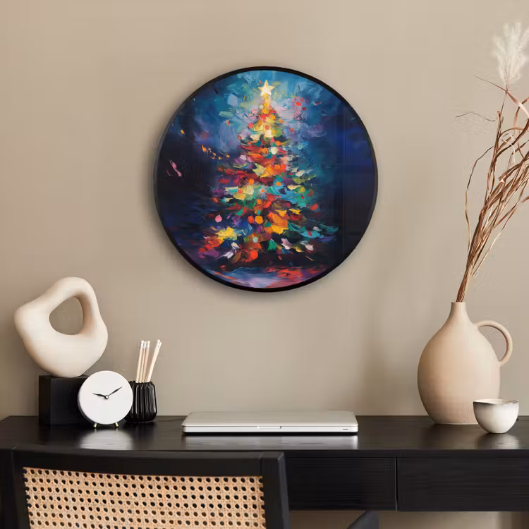 Kerstboom - Kerst - Abstract - Kleurrijk Fotolijst rond zonder passe partout klein -sfeer1