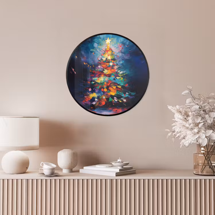 Kerstboom - Kerst - Abstract - Kleurrijk Fotolijst rond zonder passe partout klein -sfeer3