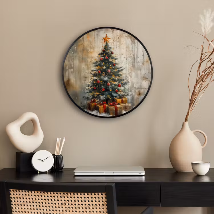 Kerstboom - Vintage - Kerst - Cadeau Fotolijst rond zonder passe partout klein -sfeer1