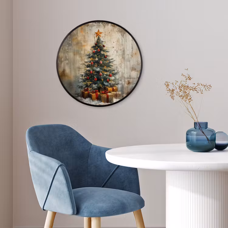Kerstboom - Vintage - Kerst - Cadeau Fotolijst rond zonder passe partout klein -sfeer2