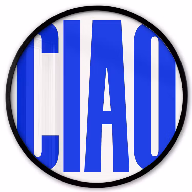 Ciao - Hoofdletters - Blauw - Minimalistisch Fotolijst rond zonder passe partout klein -3d