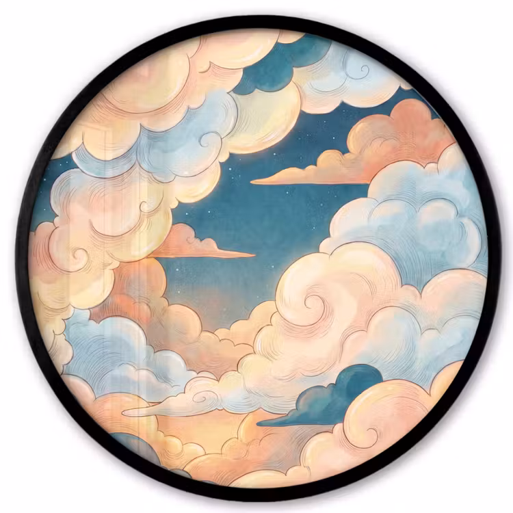 Wolk - Lucht - Natuur - Illustratief - Oranje Fotolijst rond zonder passe partout klein -3d