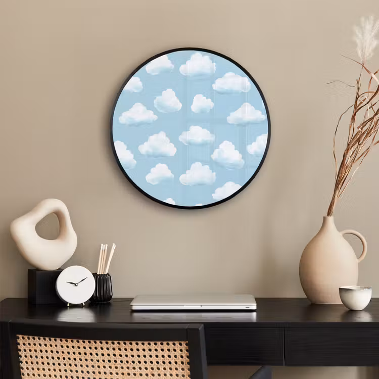 Wolken - Illustratie - Blauw Fotolijst rond zonder passe partout klein 856 -sfeer1