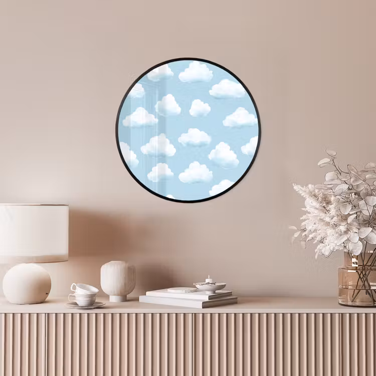 Wolken - Illustratie - Blauw Fotolijst rond zonder passe partout klein 856 -sfeer3
