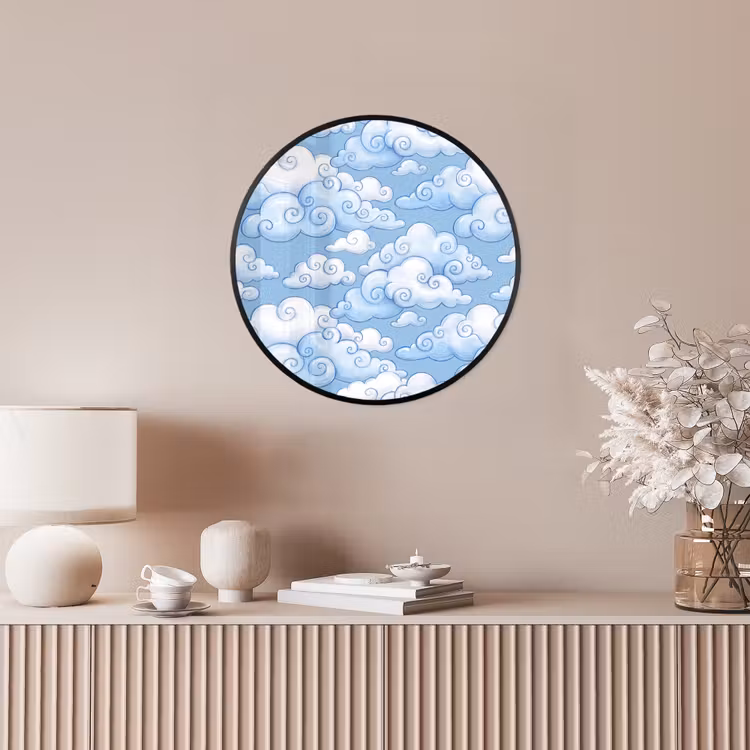 Wolken - Patroon - Hemel - Illustratie - Wit Fotolijst rond zonder passe partout klein -sfeer3