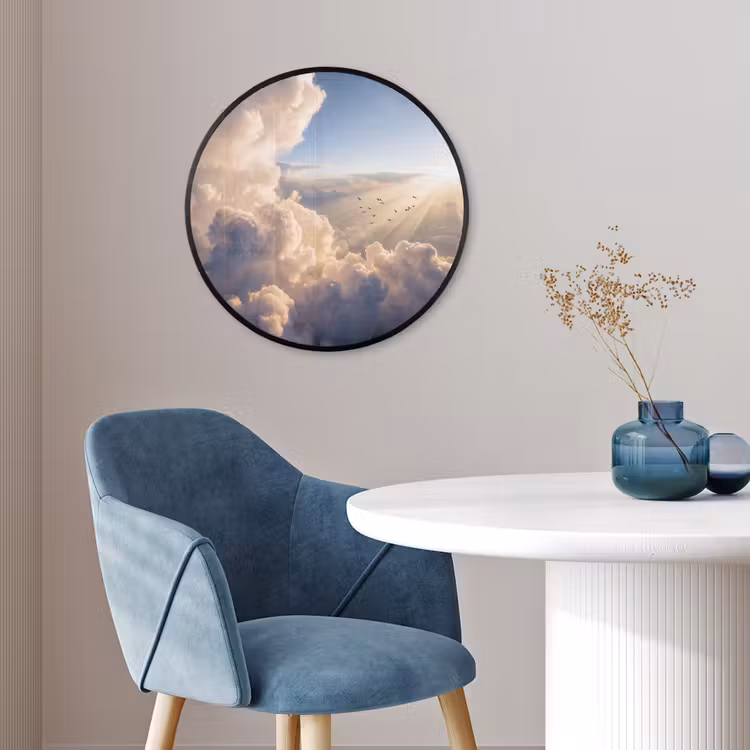 Wolken - Zonnestralen - Natuur - Wit Fotolijst rond zonder passe partout klein -sfeer2
