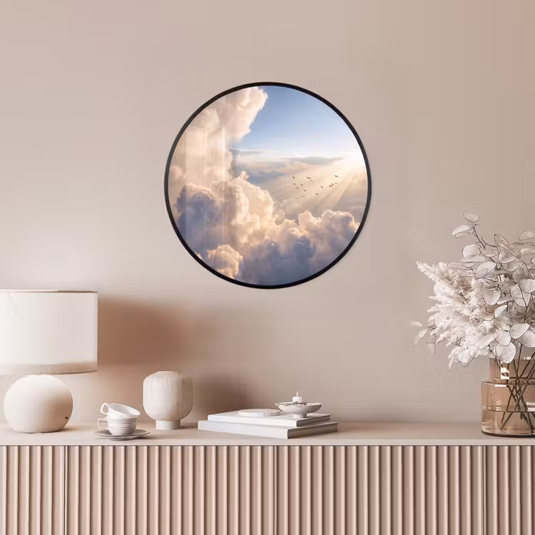 Wolken - Zonnestralen - Natuur - Wit Fotolijst rond zonder passe partout klein -sfeer3