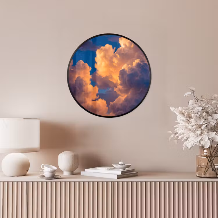 Wolken - Zonsondergang - Natuur - Oranje - Blauw Fotolijst rond zonder passe partout klein -sfeer3