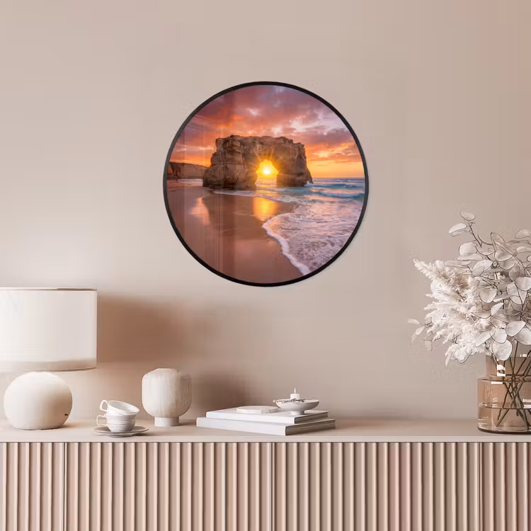 Kust - Rots - Zonsondergang - Zee - Natuur Fotolijst rond zonder passe partout klein -sfeer3