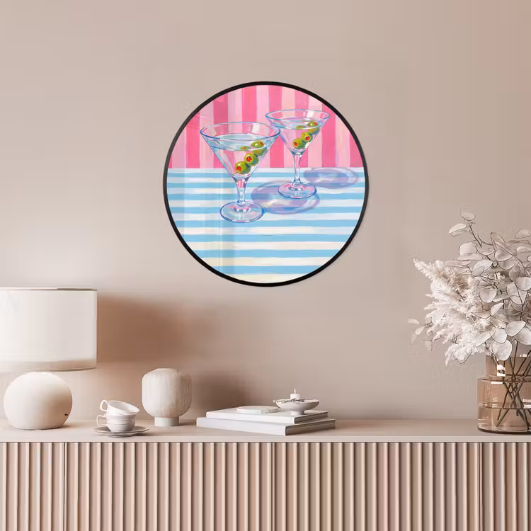 Cocktail - Olijven - Kunst - Modern - Roze Fotolijst rond zonder passe partout klein -sfeer3
