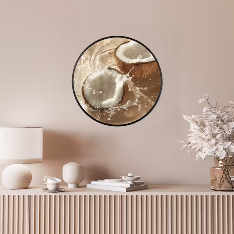 Kokosnoot - Water - Beige - Spetters Fotolijst rond zonder passe partout klein -sfeer3