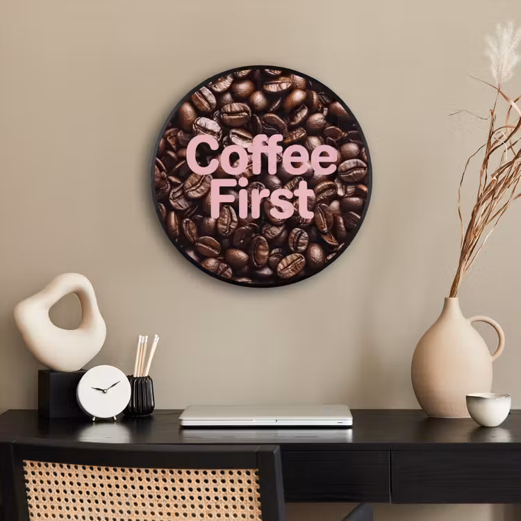 Coffee First - Koffiebonen - Roze Fotolijst rond zonder passe partout klein -sfeer1