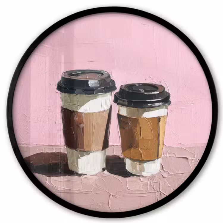 Koffiebekers - Deksel - Verf - Textuur Fotolijst rond zonder passe partout klein -3d