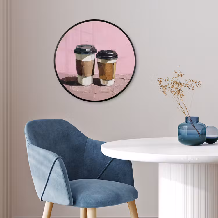 Koffiebekers - Deksel - Verf - Textuur Fotolijst rond zonder passe partout klein -sfeer2