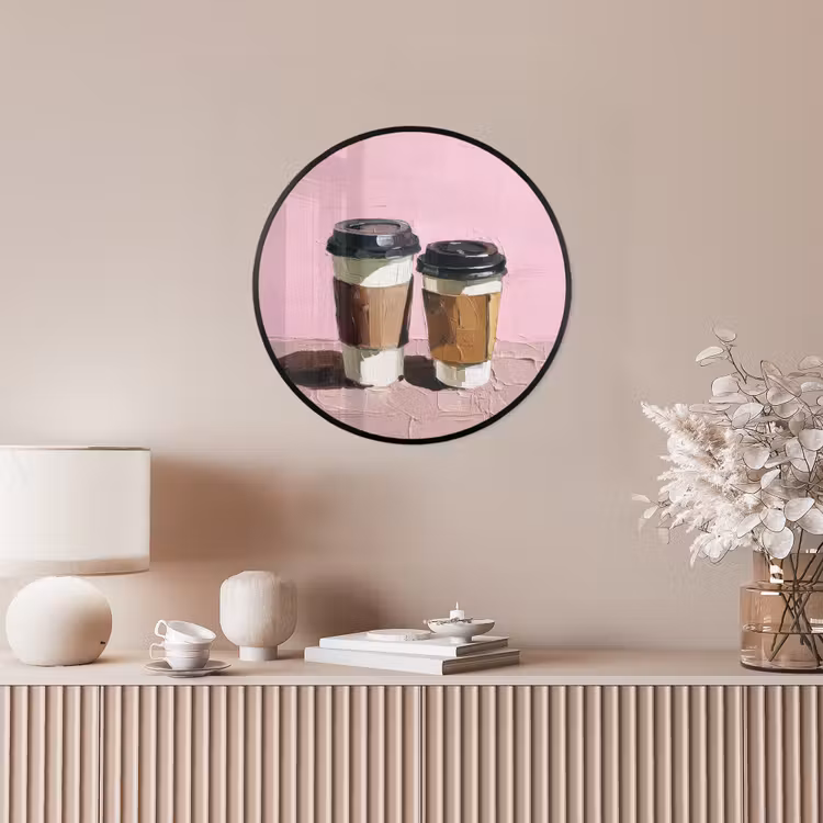 Koffiebekers - Deksel - Verf - Textuur Fotolijst rond zonder passe partout klein -sfeer3
