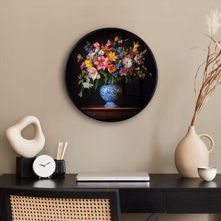 Kleur - Vaas - Bloemen - Boeket Fotolijst rond zonder passe partout klein -sfeer1